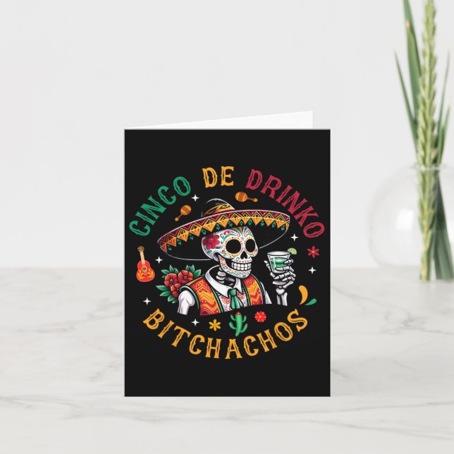 Cinco De Drinko Achos Funny Cinco De Mayo Drinks Karte (Vorderseite)