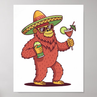 Cinco de Drinko Funny Bigfoot Poster