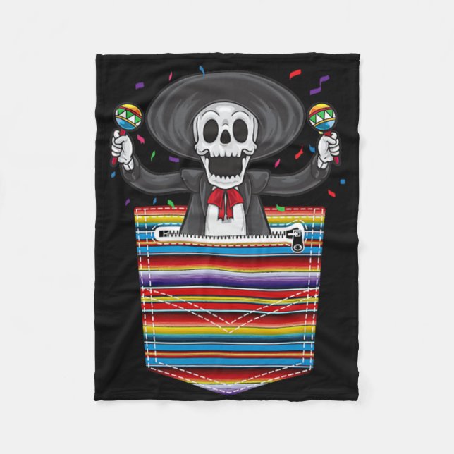 Cinco De Mayo 2025 Calaca Blanket Pocket serape Fleecedecke (Vorderseite)