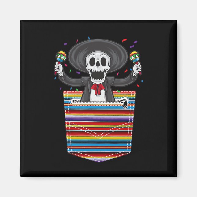 Cinco De Mayo 2025 Calaca Blanket Pocket serape Magnet (Vorne)