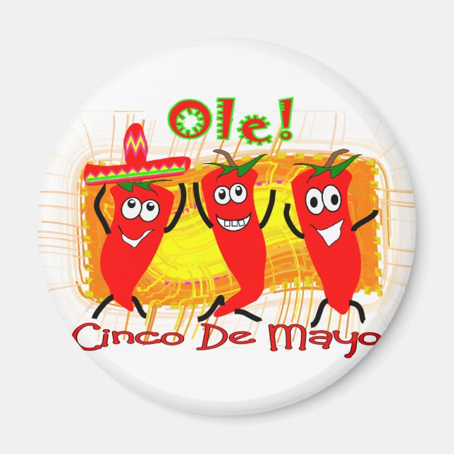 Cinco de Mayo 3 Dancing Chili Paprikaschoten Adora Magnet (Vorne)