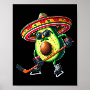 Cinco De Mayo Avocado zeigt Hockeykompetenzen Funn Poster