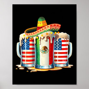 Cinco De Mayo Beer Mexican Flag Drink Party Poster