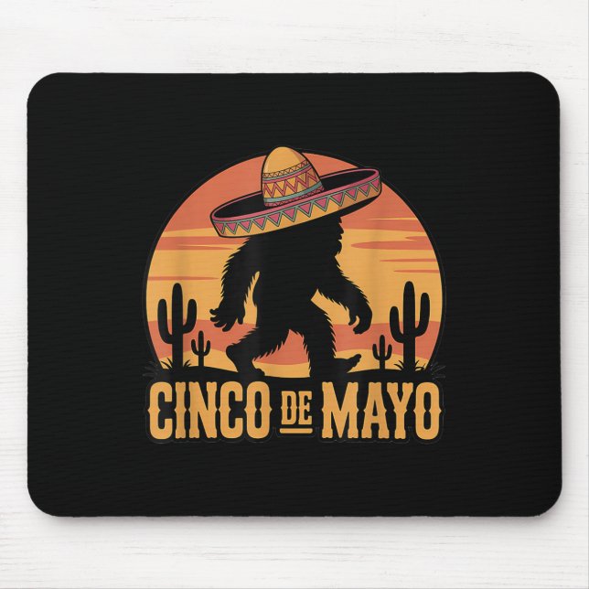 Cinco De Mayo Bigfoot Sombrero Wüste Sunset Mousepad (Vorne)