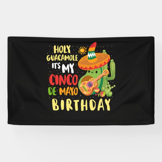 Cinco De Mayo Birthday Holy Guacamole Mexikanisch Banner (Horizontal)