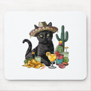 Cinco De Mayo Black Cat Mexikanische Küche Black C Mousepad