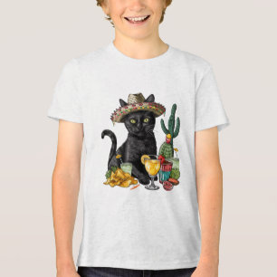 Cinco De Mayo Black Cat Mexikanische Küche Black C Tri-Blend Shirt