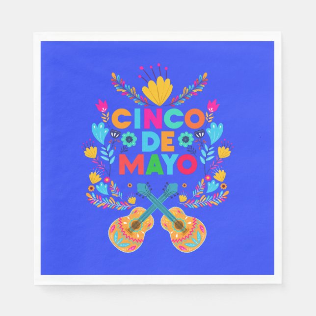 Cinco De Mayo Blume und Gitarren Serviette (Vorderseite)