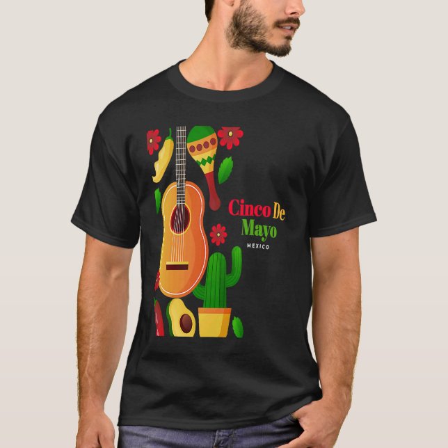 Cinco De Mayo Burritos  Mexico Tacos and Avocado   T-Shirt (Vorderseite)