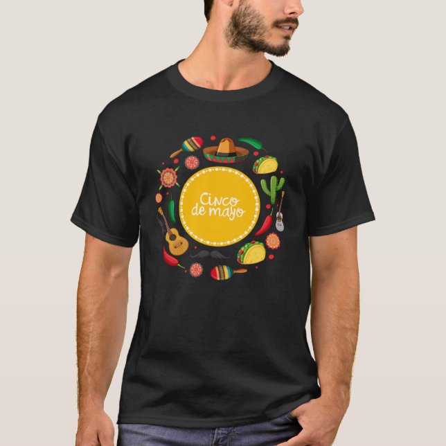 Cinco De Mayo Burritos  Mexico Tacos and Avocado   T-Shirt (Vorderseite)