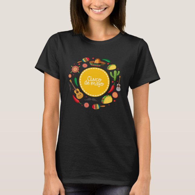 Cinco De Mayo Burritos  Mexico Tacos and Avocado   T-Shirt (Vorderseite)