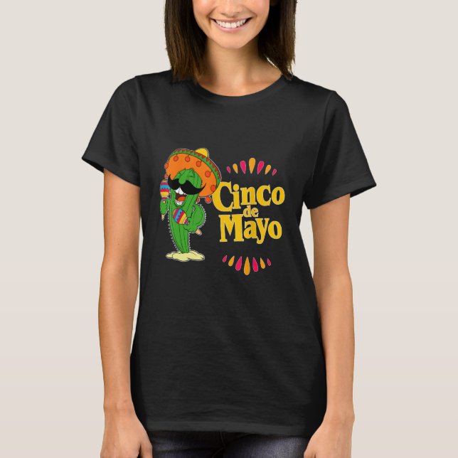 Cinco de Mayo Cactus Design - Feiern Sie mit Stil T-Shirt (Vorderseite)