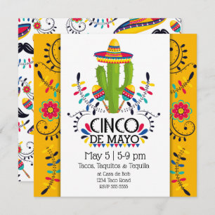 Cinco de Mayo Cactus Folk Sombreros Einladung