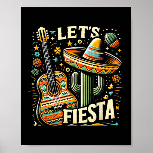 Cinco de Mayo Cactus Gitarre für Männer Frauen Poster