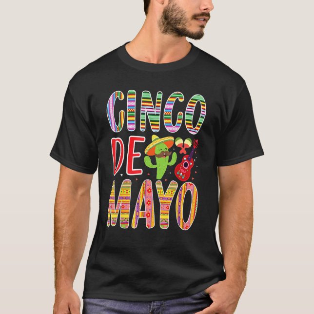 Cinco de Mayo Cactus Guitar Music Mexican Funny T-Shirt (Vorderseite)