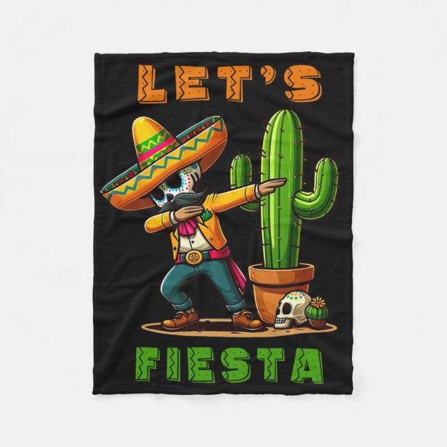 Cinco De Mayo Cactus Mexican Poncho Sombrero Hat B Fleecedecke (Vorderseite)