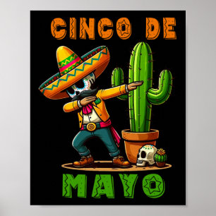 Cinco De Mayo Cactus Mexican Poncho Sombrero Hat B Poster