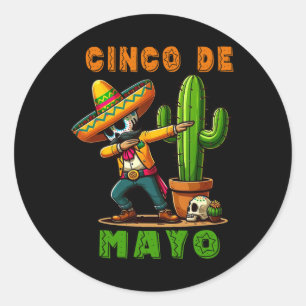 Cinco De Mayo Cactus Mexican Poncho Sombrero Hat B Runder Aufkleber