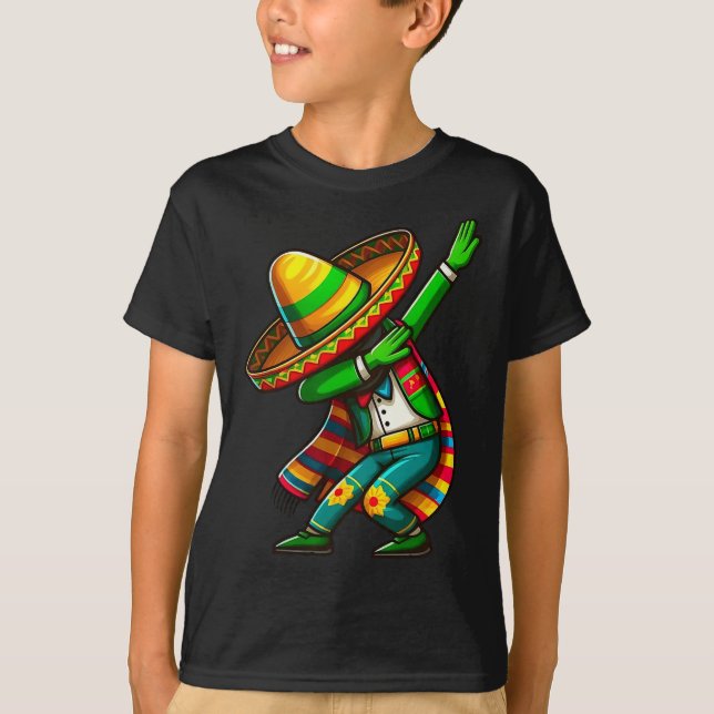 Cinco De Mayo Cactus Mexican Poncho Sombrero Hat B T-Shirt (Vorderseite)