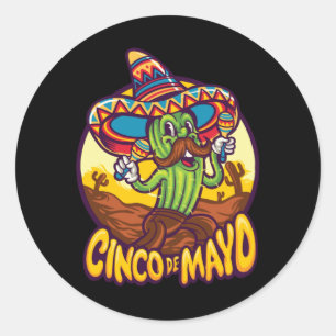 Cinco De Mayo Cactus Sombrero Mexico Runder Aufkleber
