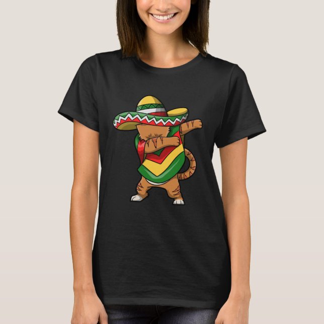 Cinco De Mayo Cat Dabbing T-Shirt (Vorderseite)