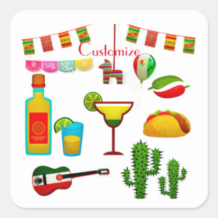 Cinco de Mayo Celebration Thunder_Cove Quadratischer Aufkleber