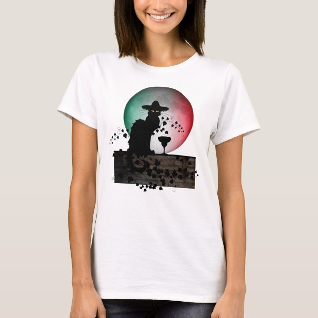 Cinco de Mayo Chat Noir / Gato Negro T-Shirt (Vorderseite)