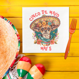 Cinco de Mayo Chihuahua Wearing Sombrero & Serape Serviette