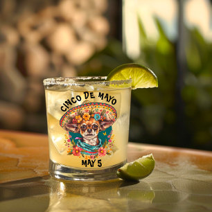 Cinco de Mayo Chihuahua Wearing Sombrero & Serape Whiskyglas