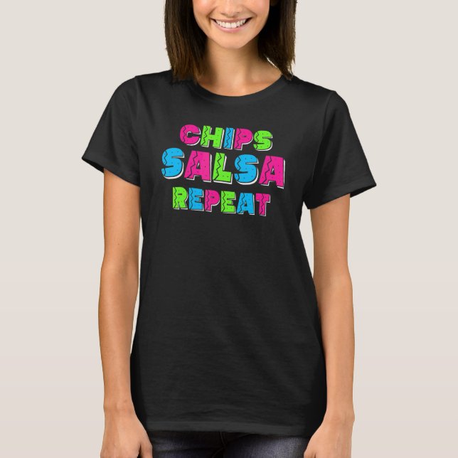 Cinco De Mayo Chips Salsa Repeat Boys Kinder Fraue T-Shirt (Vorderseite)