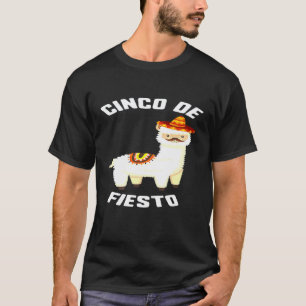 Cinco De Mayo Cinco De Fiesto Lama Sombrero Schnur T-Shirt
