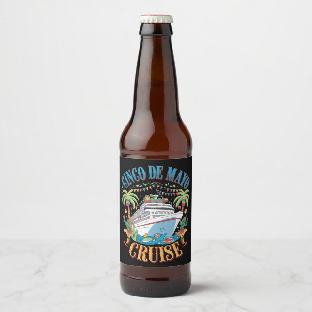 Cinco De Mayo Cruise Mexiko Schiff Fiesta Bierflaschenetikett (Vorderseite)