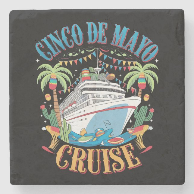 Cinco De Mayo Cruise Mexiko Schiff Fiesta Steinuntersetzer (Vorderseite)