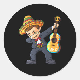 Cinco de Mayo Dabbing Mariachi Mexikanische Jungen Runder Aufkleber