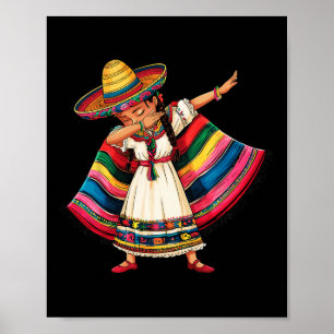 Cinco De Mayo Dabbing Mexican Girls Sombrero Ponch Poster