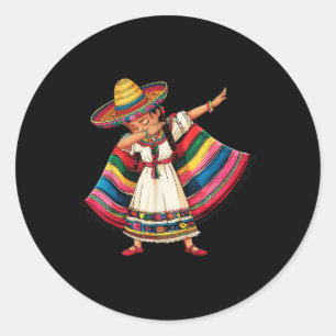 Cinco De Mayo Dabbing Mexican Girls Sombrero Ponch Runder Aufkleber
