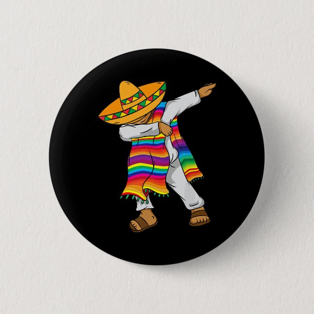Cinco De Mayo Dabbing Mexican Poncho Kinder Kleink Button (Vorderseite)