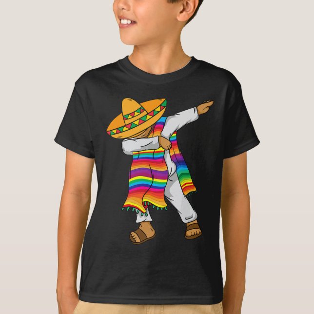 Cinco De Mayo Dabbing Mexican Poncho Kinder Kleink T-Shirt (Vorderseite)