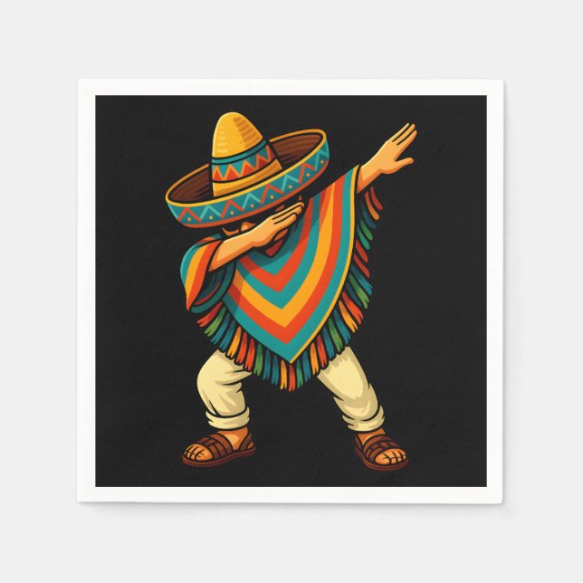 Cinco de Mayo Dabbing Mexican Poncho Serviette (Vorderseite)