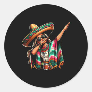 Cinco De Mayo Dabbing Mexikanische Frauen Funny Ci Runder Aufkleber