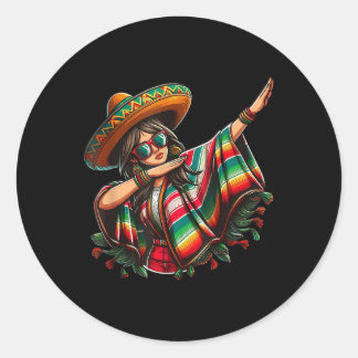Cinco De Mayo Dabbing Mexikanische Frauen Funny Ci Runder Aufkleber