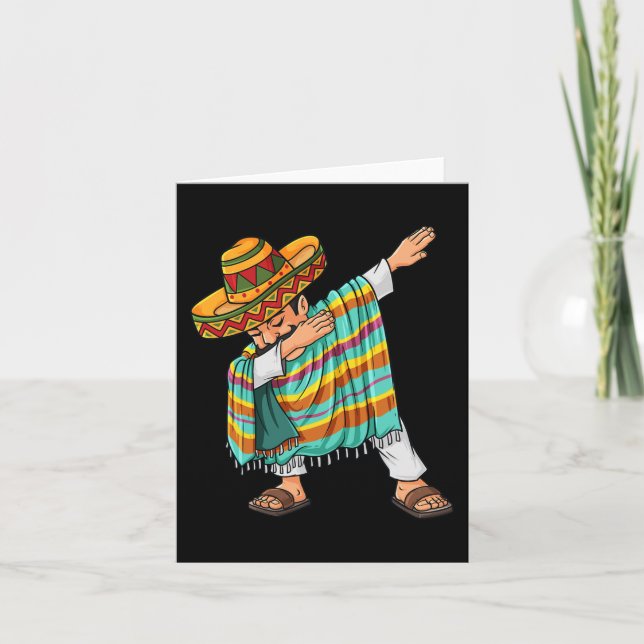 Cinco de Mayo Dabbing Poncho Sombrero Fun Mexikani Karte (Vorderseite)