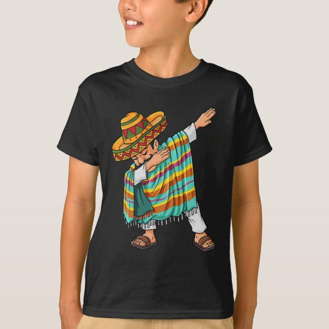 Cinco De Mayo Dabbing Poncho Sombrero Funny Mexica T-Shirt (Vorderseite)