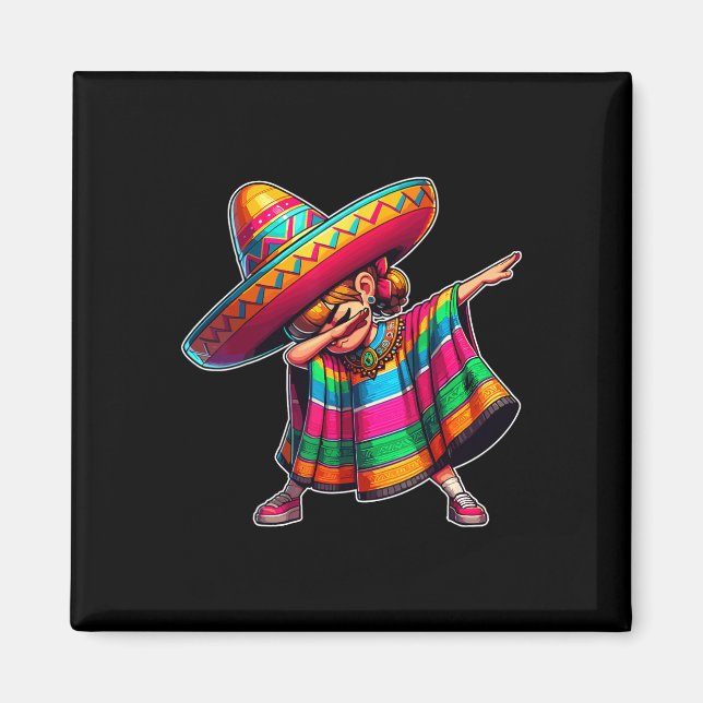 Cinco De Mayo Dabbing Poncho Sombrero Mexican Dab Magnet (Vorne)