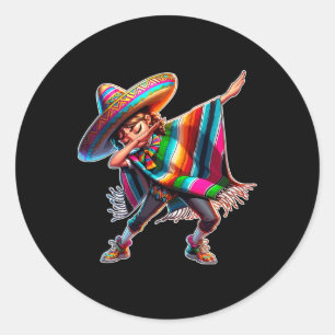 Cinco De Mayo Dabbing Poncho Sombrero Mexican Dab Runder Aufkleber