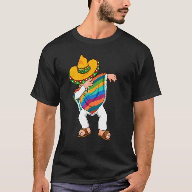 Cinco De Mayo Dabbing Poncho Sombrero Mexiko Lasst T-Shirt (Vorderseite)