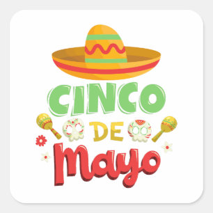 Cinco De Mayo Day, Happy Cinco de mayo Quadratischer Aufkleber