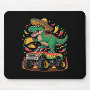Cinco De Mayo Dinosaur Taco Monster Truck Sombrero Mousepad