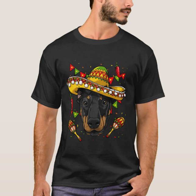 Cinco De Mayo Dobermann Men Women Kids Sombrero T-Shirt (Vorderseite)