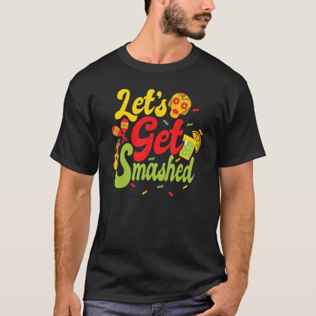 Cinco De Mayo Donkey Drinkig  Drinko Lets Get Smas T-Shirt (Vorderseite)